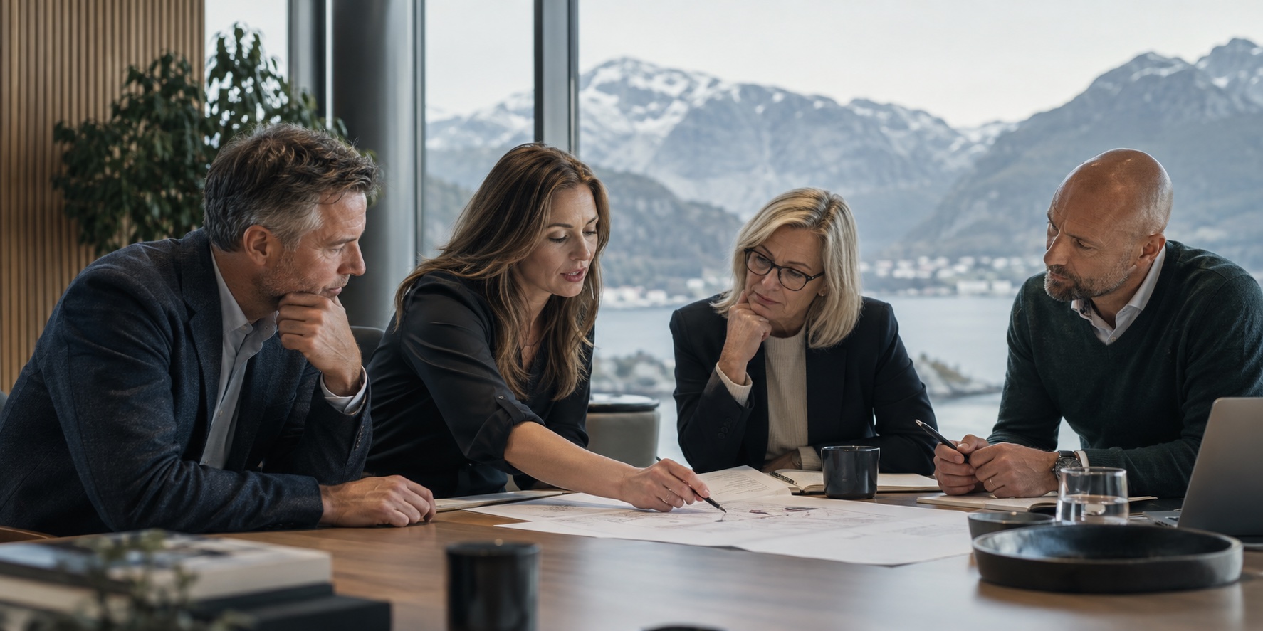 An experienced leadership team working together on an organisational decision